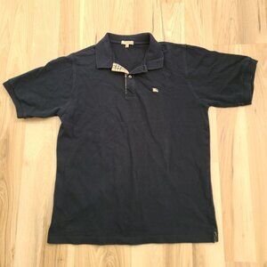 Burberry Polo Shirt Men's size L Navy Blue Cotton
